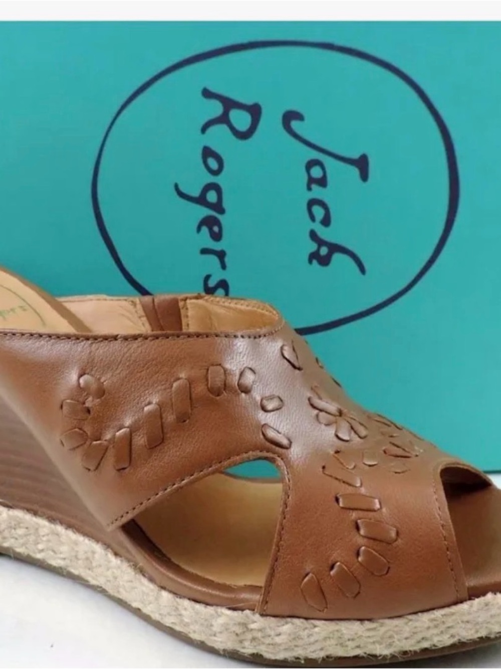 Jack Rogers Sophia Slide Wedge Sandals Oak Brown